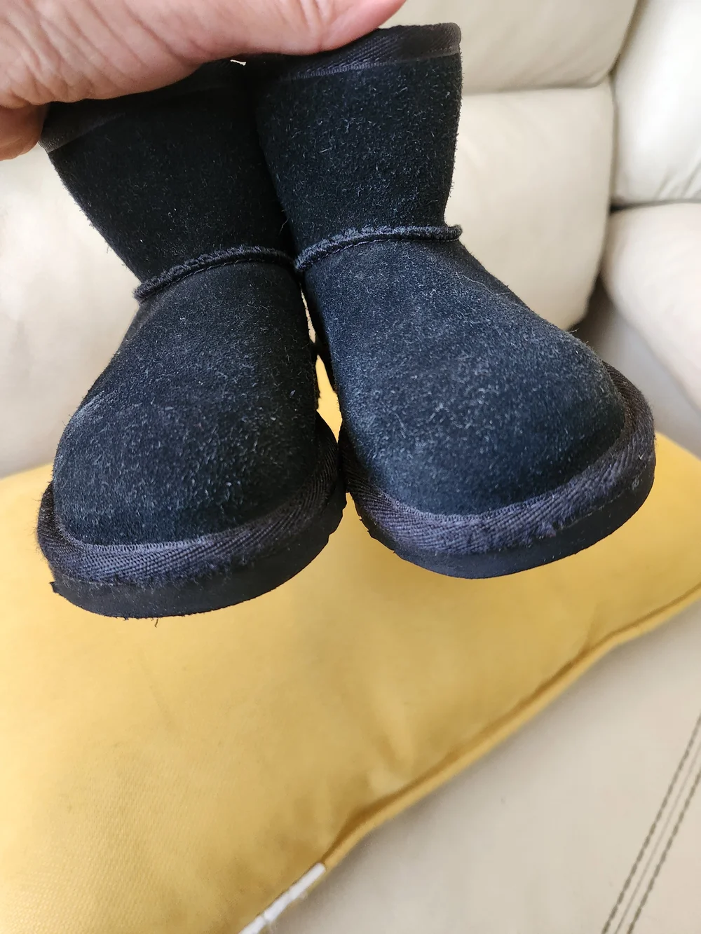 UGG Kids Black Short Button Suede Boot